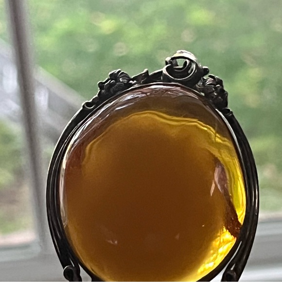Vintage European Baltic Amber and Sterling Silver Oval Bracelet - One Of A Kind! - Picture 5 of 10